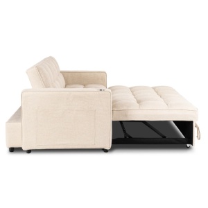 CANAPEA RABATABILA, ARTIM MEBLE, REALIZAT DIN MATERIAL TEXTIL BEJ SI METAL, STIL MODERN - Img 6