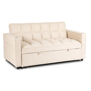 CANAPEA RABATABILA, ARTIM MEBLE, REALIZAT DIN MATERIAL TEXTIL BEJ SI METAL, STIL MODERN - Img 10