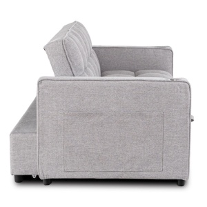 CANAPEA RABATABILA, ARTIM MEBLE, REALIZAT DIN MATERIAL TEXTIL GRI DESCHIS SI METAL, STIL MODERN - Img 5