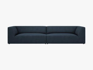 CANAPEA RUBY, CU 4 LOCURI, ALBASTRU MARIN, CU TAPITERIE DIN TEXTIL STRUCTURAT OTTAWA, MICADONI