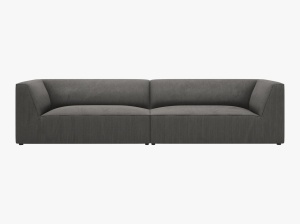 CANAPEA RUBY, CU 4 LOCURI, GRI INCHIS, CU TAPITERIE DIN CATIFEA REIATA MATA SCALA, MICADONI - Img 2