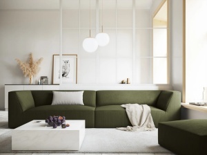 CANAPEA RUBY, CU 4 LOCURI, VERDE, CU TAPITERIE DIN CATIFEA REIATA MATA SCALA, MICADONI