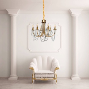 CANDELABRU, CRYSTAL GOLD, APP765-6CP, METAL SI STICLA, 6 BECURI