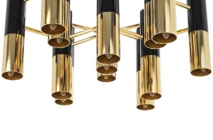 CANDELABRU LUNETTE, NEGRU/AURIU, DIN METAL, STIL MODERN, B2 - Img 3
