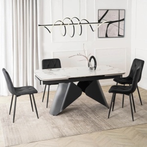 CEL MAI MIC PRET!!!MASA EXTENSIBILA 160-240CM, ARTIM MEBLE, REALIZATA DIN METAL SI CERAMICA, CULOARE MARMURA ALBA/NEGRU, STIL MODERN - Img 4