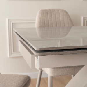 CEL MAI MIC PRET!!!MASA EXTENSIBILA 160-240CM, ARTIM MEBLE, REALIZATA DIN METAL SI CERAMICA, CULOARE MARMURA GRI/CREM, STIL MODERN - Img 5