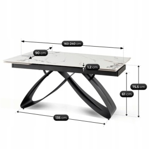 CEL MAI MIC PRET!!!MASA EXTENSIBILA 160-240CM, ARTIM MEBLE, REALIZATA DIN METAL SI CERAMICA, CULOARE MARMURA ALBA/NEGRU, STIL MODERN - Img 8