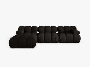 COLTAR BELLIS, CU 4 LOCURI, NEGRU, CU TAPITERIE DIN TEXTIL STRUCTURAT LIBERTY, MICADONI