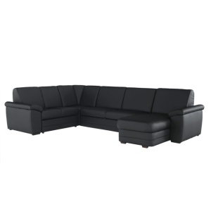COLTAR BITER U, TIP U, MODEL DREAPTA, NEGRU, DIN PIELE ECOLOGICA, EXTENSIBIL, SPATIU DEPOZITARE, STIL MODERN, TK - Img 1