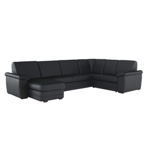 COLTAR BITER U, TIP U, MODEL STANGA, NEGRU, DIN PIELE ECOLOGICA, EXTENSIBIL, SPATIU DEPOZITARE, STIL MODERN, TK - Img 4