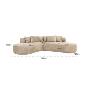 COLTAR CASSIE CU 4 LOCURI, FUSION 109 DESERT, S5175, CONFECTIONAT DIN LEMN, POLIURETAN, METAL, SPUMA SI 100% POLIESTER, RICHMOND INTERIOR - Img 3