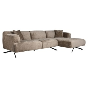 COLTAR DONOVAN CU 3 LOCURI + CANAPEA EXTENSIBILA DREAPTA, BERGEN 104 TAUPE CHENILLE, S5139, CONFECTIONAT DIN SPUMA, METAL SI 100% POLIESTER, RICHMOND INTERIOR