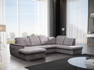 COLTAR EXTENSIBIL 320CM, BERGAMO U, CAPPUCCINO, DIN STOFA FINA DE CALITATE SUPERIOARA