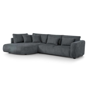 COLTAR FIX IN FORMA DE L STANGA, 300CM, CONFECTIONAT DIN MATERIAL TIP CHENILLE, NEGRU, JACOBS, STIL MODERN