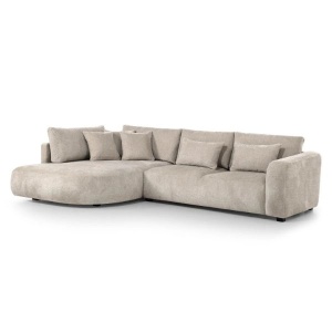 COLTAR FIX IN FORMA DE L STANGA, 300CM, CONFECTIONAT DIN MATERIAL TIP CHENILLE, BEJ, JACOBS, STIL MODERN