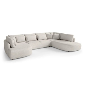 COLTAR FIX IN FORMA DE U, 380CM, CONFECTIONAT DIN MATERIAL TIP CHENILLE, BEJ, JACOBS, STIL MODERN