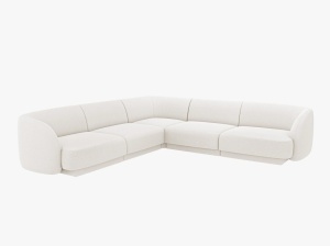 COLTAR LARGE MILEY, ALB, CU TAPITERIE DIN TEXTIL BOUCLE BALOO, MICADONI