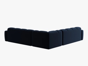 COLTAR LISA, 6 LOCURI, 310 CM, ALBASTRU ROYAL, TAPITERIE DIN CATIFEA, DESIGN DEOSEBIT - Img 4