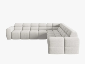 COLTAR LISA, 6 LOCURI, 310 CM, GRI DESCHIS 01, TAPITERIE DIN STOFA, DESIGN DEOSEBIT - Img 2