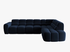 COLTAR LISA, DREAPTA, 5 LOCURI, 293 CM, ALBASTRU ROYAL, TAPITERIE DIN CATIFEA, DESIGN DEOSEBIT - Img 3