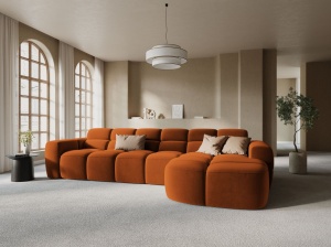 COLTAR LISA, DREAPTA, 5 LOCURI, 310 CM, SCORTISOARA, TAPITERIE DIN CATIFEA, DESIGN DEOSEBIT
