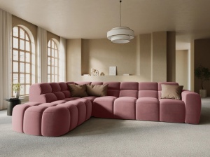 COLTAR LISA, STANGA, 5 LOCURI, 293 CM, ROZ, TAPITERIE DIN CATIFEA, DESIGN DEOSEBIT