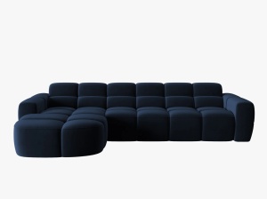 COLTAR LISA, STANGA, 5 LOCURI, 310 CM, ALBASTRU ROYAL, TAPITERIE DIN CATIFEA, DESIGN DEOSEBIT - Img 3