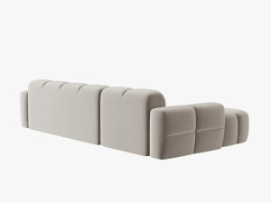 COLTAR LISA, STANGA, 5 LOCURI, 310 CM, BEJ DESCHIS, TAPITERIE DIN CATIFEA, DESIGN DEOSEBIT - Img 4