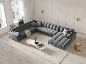 COLTAR MAMAIA, CU 7 LOCURI, PE DREAPTA, GRI DESCHIS BLUVEL 13, CU TAPITERIE DIN CATIFEA, MICADONI