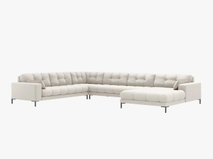 COLTAR MAMAIA, CU 7 LOCURI, PE STANGA, BEJ DESCHIS, CU TAPITERIE DIN TEXTIL STRUCTURAT NEVE, MICADONI