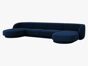 COLTAR MILEY, 5 LOCURI, 330 CM, ALBASTRU 86, TAPITERIE DIN CATIFEA, DESIGN DEOSEBIT - Img 2