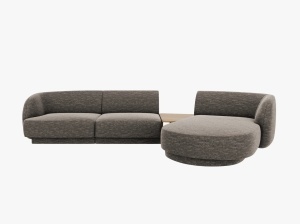 COLTAR MILEY, CU 3 LOCURI, PE DREAPTA, GRI, CU TAPITERIE DIN TEXTIL CHENILLE HAGA, MICADONI