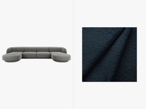 COLTAR MILEY, CU 5 LOCURI, ALBASTRU INCHIS, CU TAPITERIE DIN TEXTIL BOUCLE BALOO, MICADONI