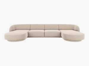 COLTAR MILEY, CU 5 LOCURI, BEJ, CU TAPITERIE DIN TEXTIL CHENILLE EDEN, MICADONI