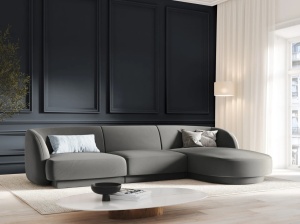 COLTAR MILEY DREAPTA, 4 LOCURI, 255 CM, GRI DESCHIS 13, TAPITERIE DIN CATIFEA, DESIGN DEOSEBIT