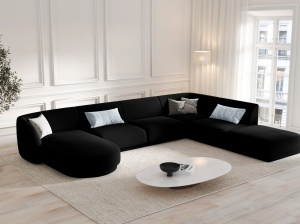 COLTAR MILEY DREAPTA, 6 LOCURI, 327 CM, NEGRU 19, TAPITERIE DIN CATIFEA, DESIGN DEOSEBIT