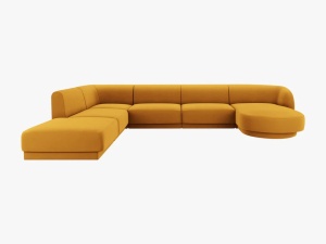 COLTAR MILEY STANGA, 6 LOCURI, 327 CM, GALBEN 68, TAPITERIE DIN CATIFEA, DESIGN DEOSEBIT - Img 2