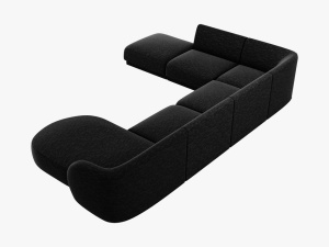 COLTAR MILEY STANGA, 6 LOCURI, 327 CM, NEGRU 19, TAPITERIE CHENILLE, DESIGN DEOSEBIT - Img 2
