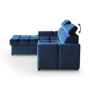 COLTAR MODERN DEOSEBIT, GOMEZ STANGA 267CM, DIN CATIFEA DE CULOARE ALBASTRA, CONFORT SPORIT - Img 6