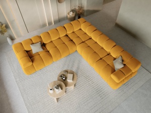 COLTAR MODULAR BELLIS, 5 LOCURI, 282 CM, GALBEN 41, TAPITERIE DIN CATIFEA, DESIGN DEOSEBIT