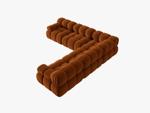 COLTAR MODULAR BELLIS, 5 LOCURI, 282 CM, SCORTISOARA 56, TAPITERIE DIN CATIFEA, DESIGN DEOSEBIT - Img 2
