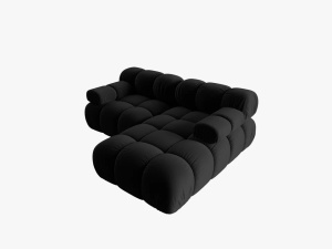 COLTAR MODULAR BELLIS, DREAPTA, 2 LOCURI, 191 CM, NEGRU 100, TAPITERIE DIN CATIFEA, DESIGN DEOSEBIT - Img 3