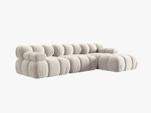 COLTAR MODULAR BELLIS, DREAPTA, 3 LOCURI, 285 CM, BEJ DESCHIS 21, TAPITERIE DIN CATIFEA, DESIGN DEOSEBIT - Img 5