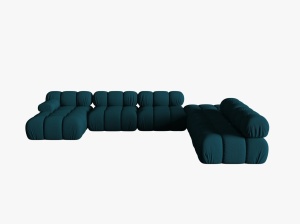 COLTAR MODULAR BELLIS, DREAPTA, 6 LOCURI, 379 CM, BLEUMARIN 87, TAPITERIE DIN CATIFEA 3D, DESIGN DEOSEBIT