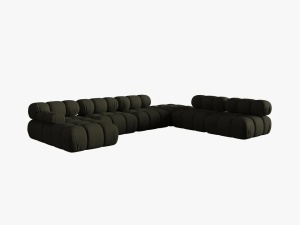 COLTAR MODULAR BELLIS, DREAPTA, 6 LOCURI, 379 CM, VERDE 77, TAPITERIE DIN CATIFEA 3D, DESIGN DEOSEBIT - Img 5