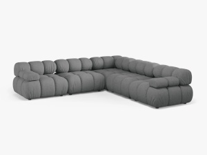 COLTAR MODULAR BELLIS, GRI, CU TAPITERIE DIN TEXTIL STRUCTURAT LIBERTY, MICADONI