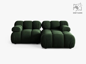 COLTAR MODULAR BELLIS, PE DREAPTA, VERDE SMARALD, CU TAPITERIE DIN CATIFEA VENUS, MICADONI