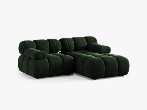 COLTAR MODULAR BELLIS, PE DREAPTA, VERDE SMARALD, CU TAPITERIE DIN CATIFEA VENUS, MICADONI - Img 2
