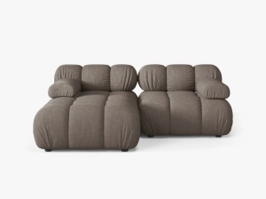 COLTAR MODULAR BELLIS, PE STANGA, CAPPUCCINO, CU TAPITERIE DIN TEXTIL STRUCTURAT LIBERTY, MICADONI
