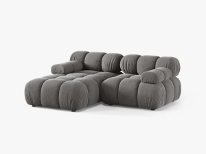 COLTAR MODULAR BELLIS, PE STANGA, GRI DESCHIS, CU TAPITERIE DIN CATIFEA BLUVEL, MICADONI - Img 2